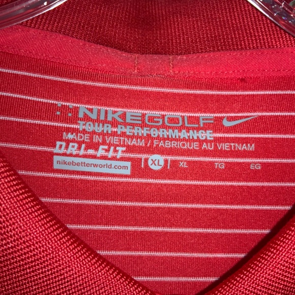 NIKE Golf Polo Sz XL Red Striped Dri-Fit Poly Lightweight Short Sleeve - Picture 4 of 7
